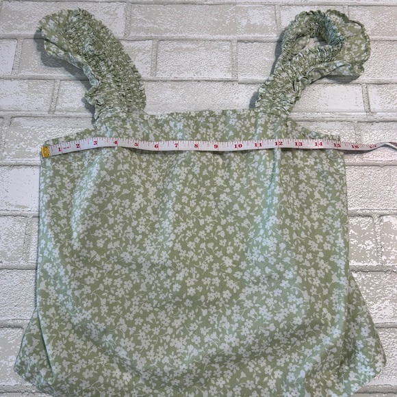J. Crew Green Floral Ruffle Straps Tank - Picture 7 of 8